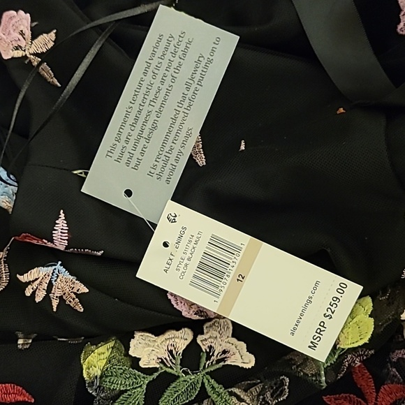 Alex Evenings Women's Long  Sleeveless Embroidered A Line Dress - Picture 8 of 13